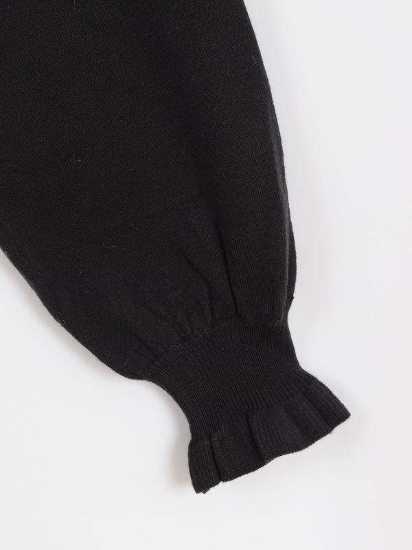 長袖チェックリボンニット 詳細画像 ブラック 11