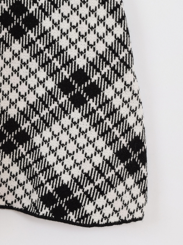 長袖チェックリボンニット 詳細画像 ブラック 11