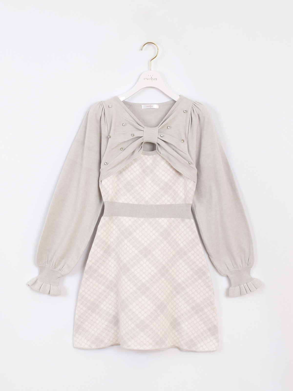 長袖チェックリボンニット 長袖チェックリボンニット｜evelyn（エブリン）公式通販サイト