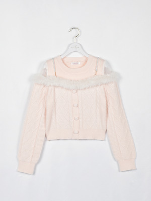 ファーオフショルシャギーニット