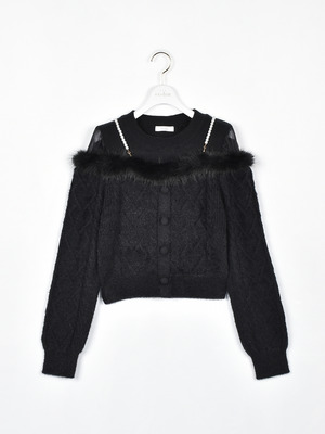 ファーオフショルシャギーニット