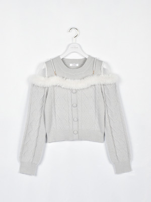 ファーオフショルシャギーニット