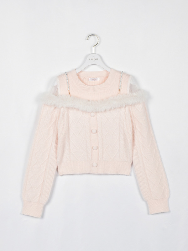 ファーオフショルシャギーニット 詳細画像 ピンク 1