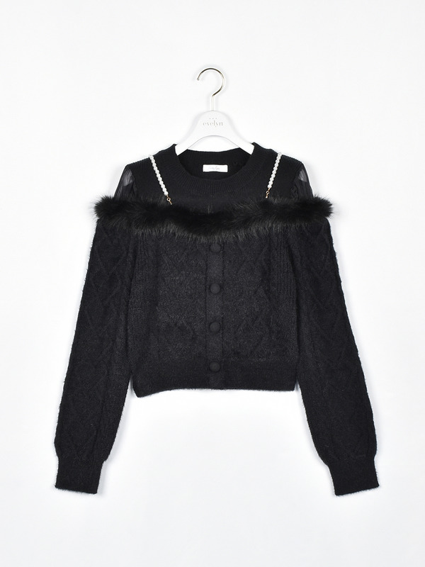 ファーオフショルシャギーニット 詳細画像 ブラック 1