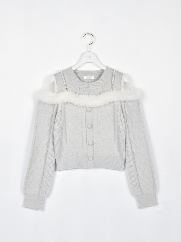 ファーオフショルシャギーニット 詳細画像 アイスグレイ 1