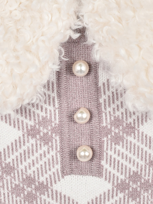 ファー襟チェックニットワンピース 詳細画像 ブラック 11