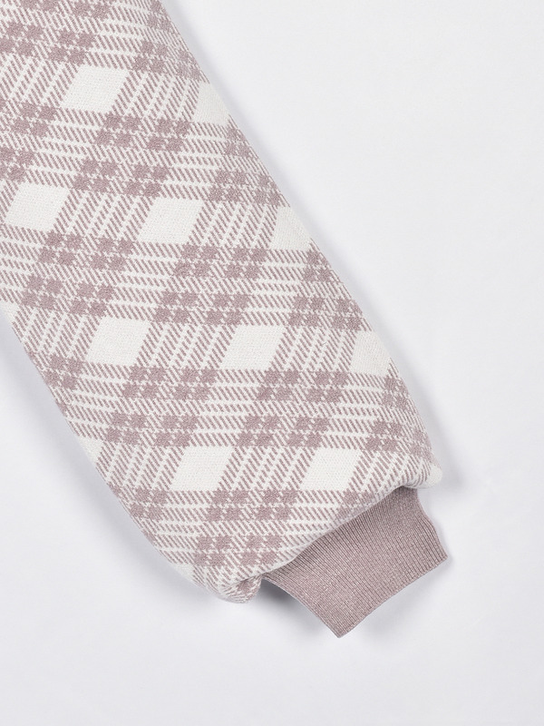 ファー襟チェックニットワンピース 詳細画像 ブラック 11