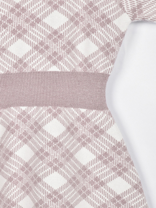 ファー襟チェックニットワンピース 詳細画像 ブラック 11