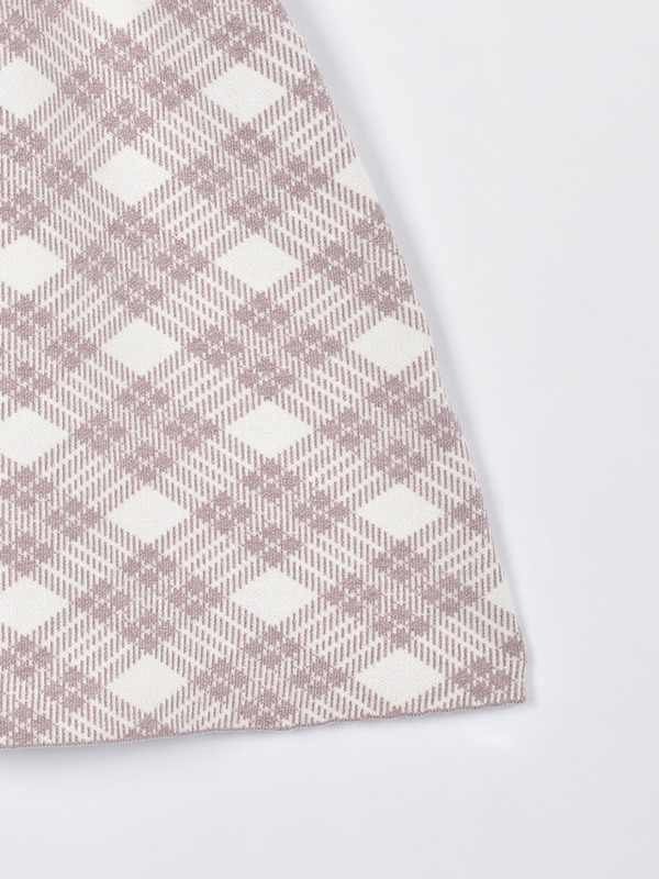 ファー襟チェックニットワンピース 詳細画像 ブラック 11