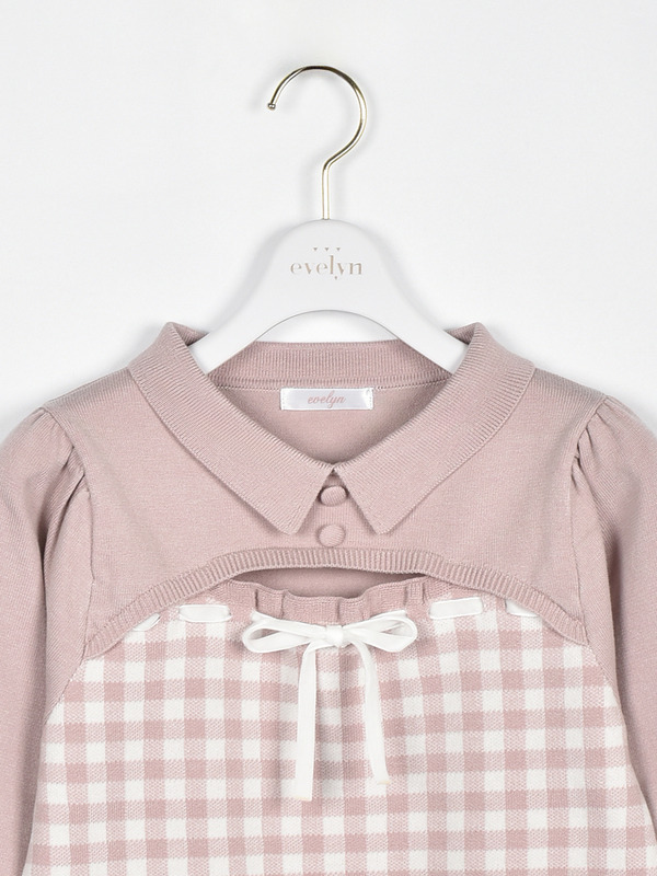 チェック襟ニット 詳細画像 ブラック 16