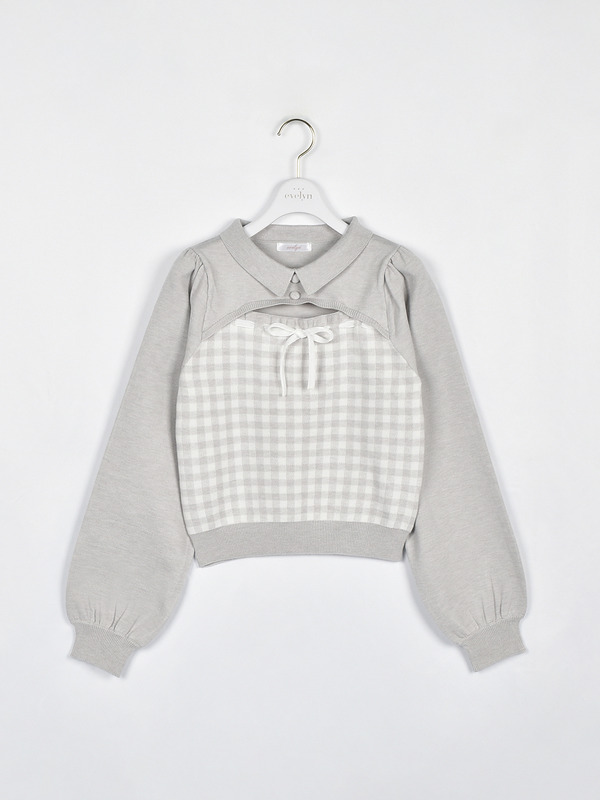 チェック襟ニット 詳細画像 アイスグレイ 1