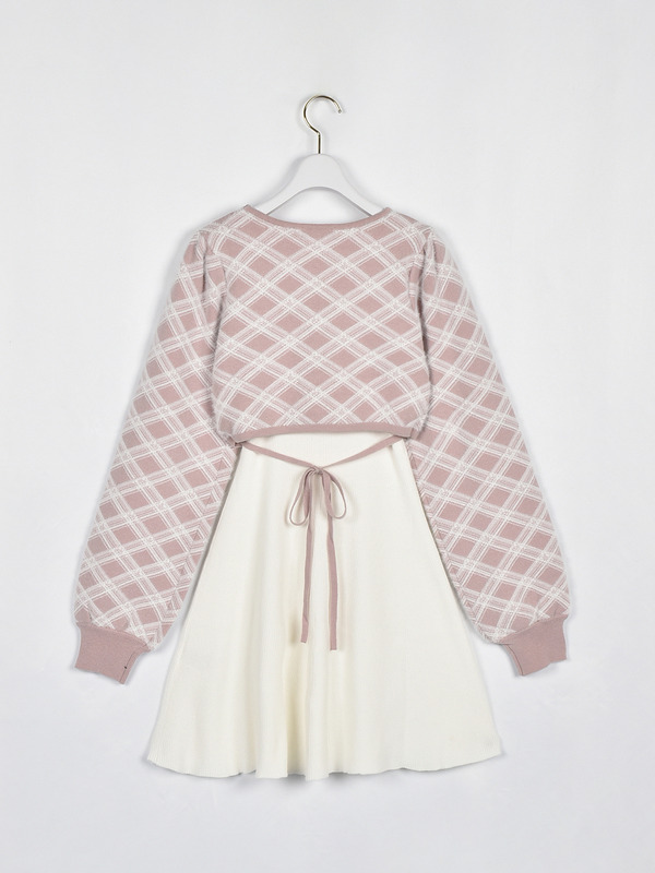 シャギーボレロフレアニットワンピース 詳細画像 ピンク 16