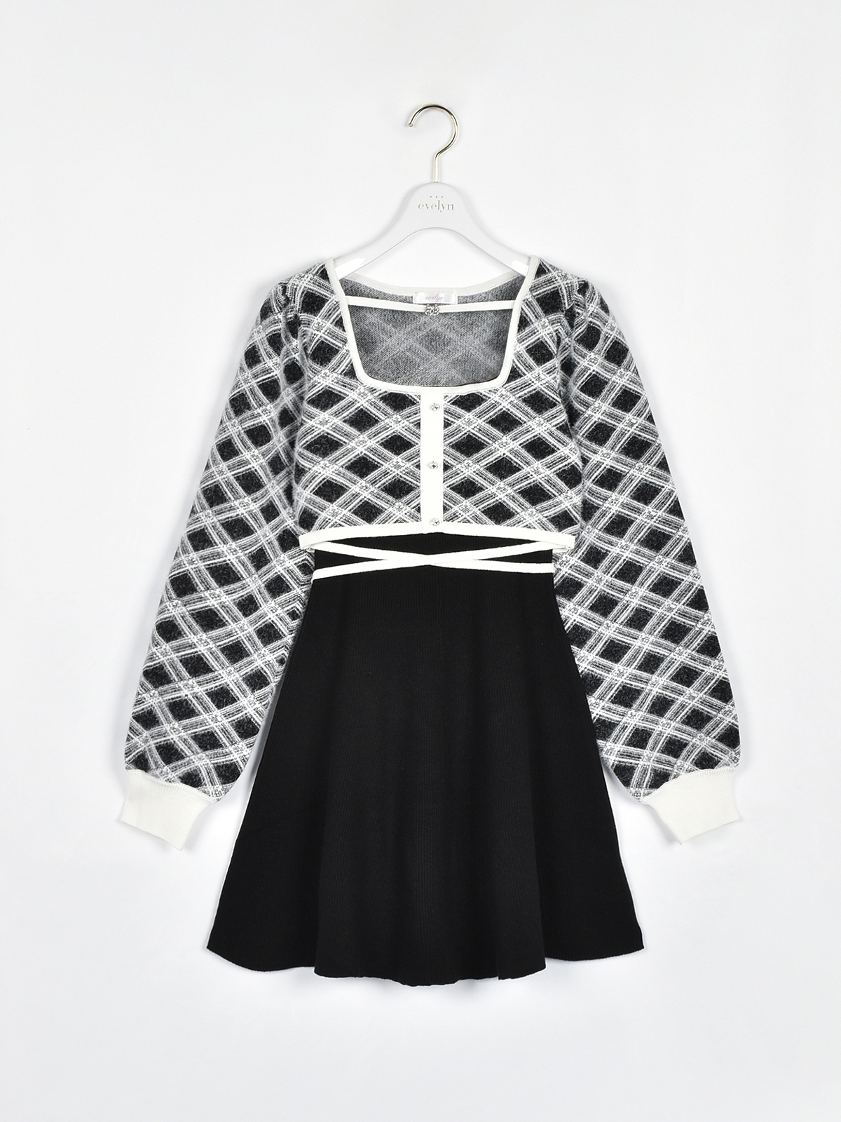 evelyn ニットフレアワンピース シャギーボレロフレアニットワンピース｜evelyn（エブリン）公式通販サイト