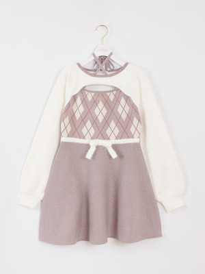 アーガイルリボンワンピース