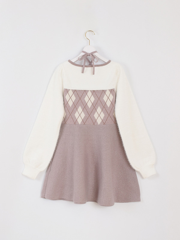 アーガイルリボンワンピース 詳細画像 ブラック 16