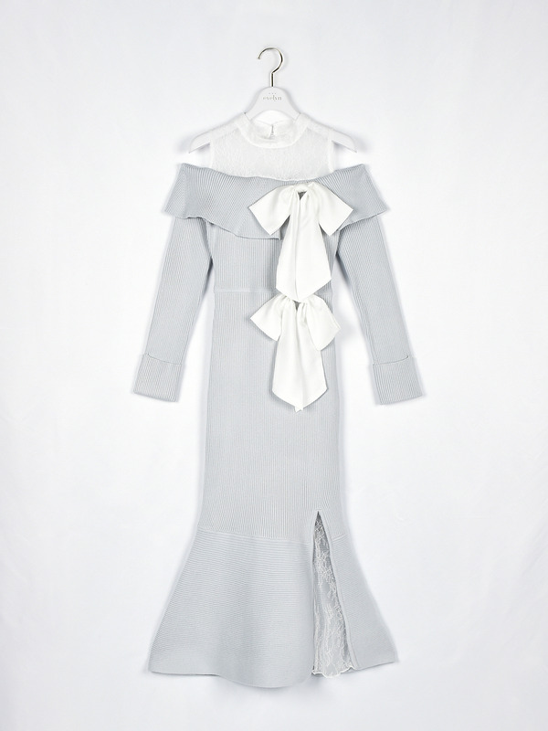 リボンオフショルマーメイドワンピース 詳細画像 ブラック 16