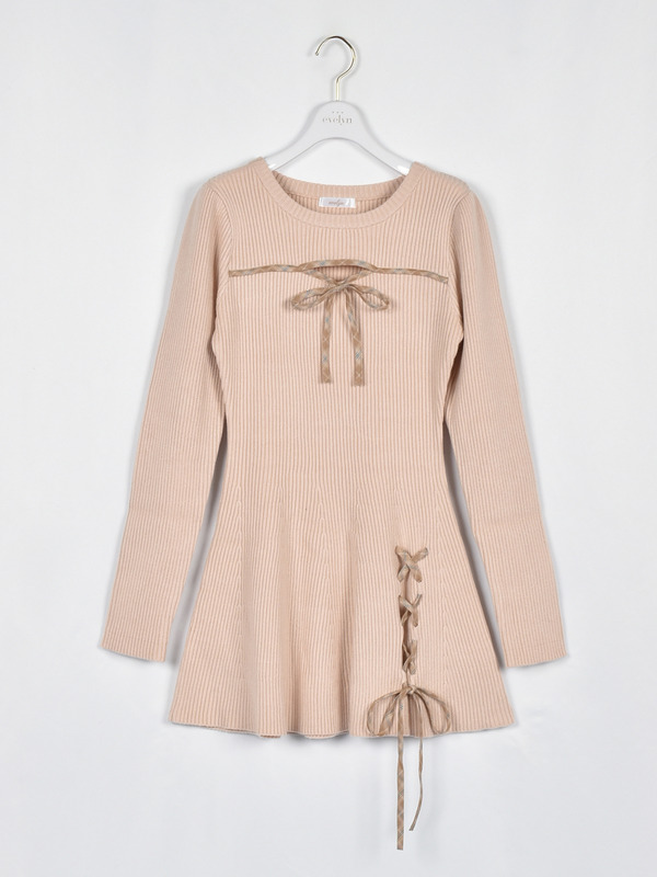 お年玉チェック編み上げワンピース 詳細画像 ブラック 16