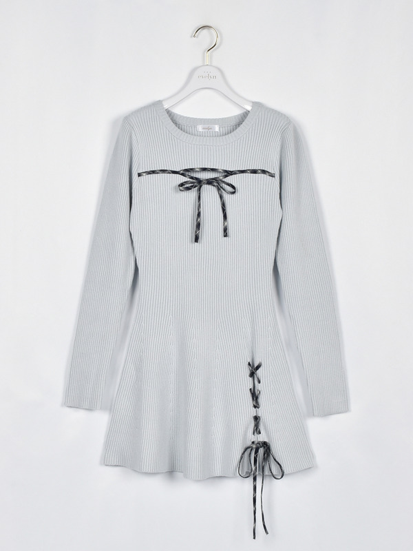 お年玉チェック編み上げワンピース 詳細画像 ブラック 16