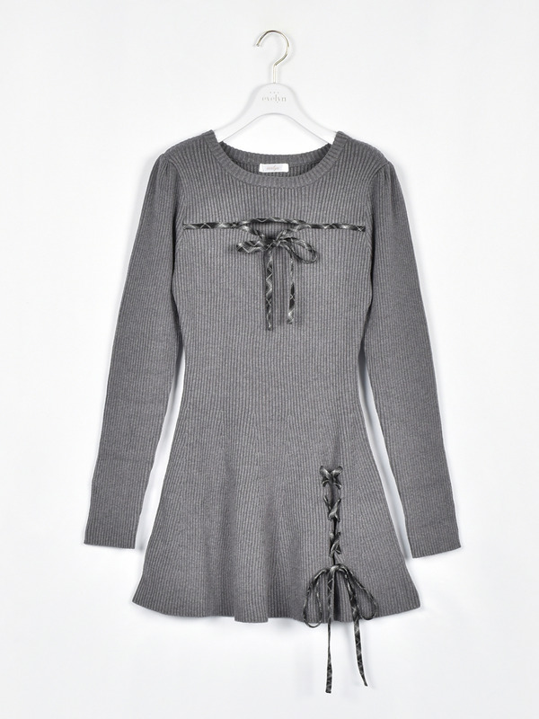 お年玉チェック編み上げワンピース 詳細画像 ブラック 16