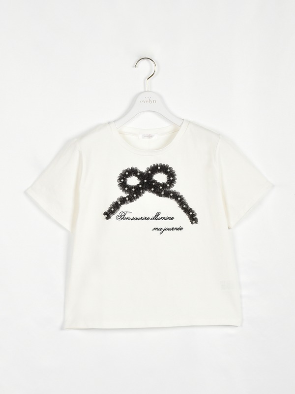 チュールリボンTシャツ 詳細画像 オフホワイト 1