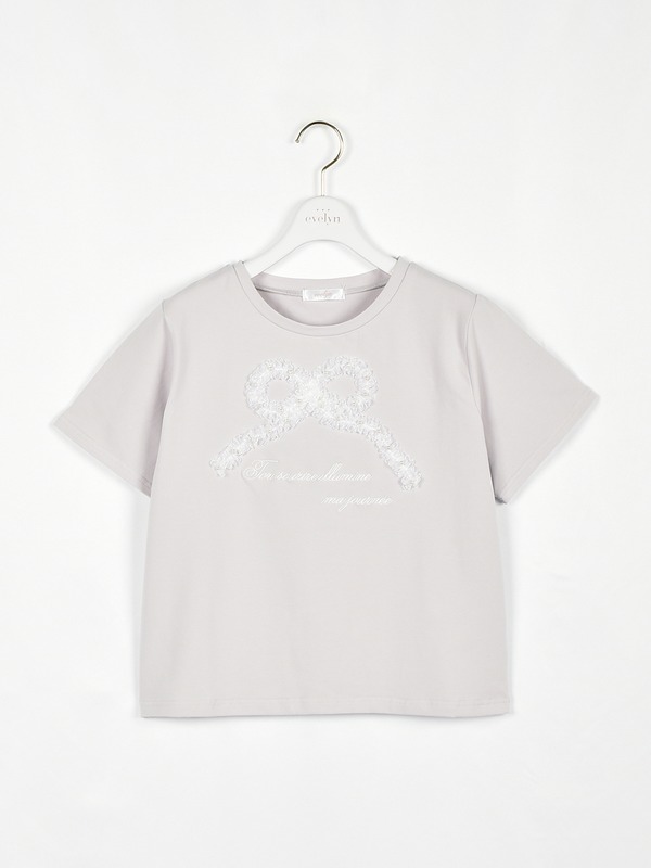 チュールリボンTシャツ 詳細画像 アイスグレイ 1