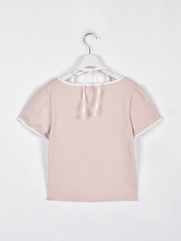 リボンストーンTシャツ 詳細画像 オフホワイトブラック 1