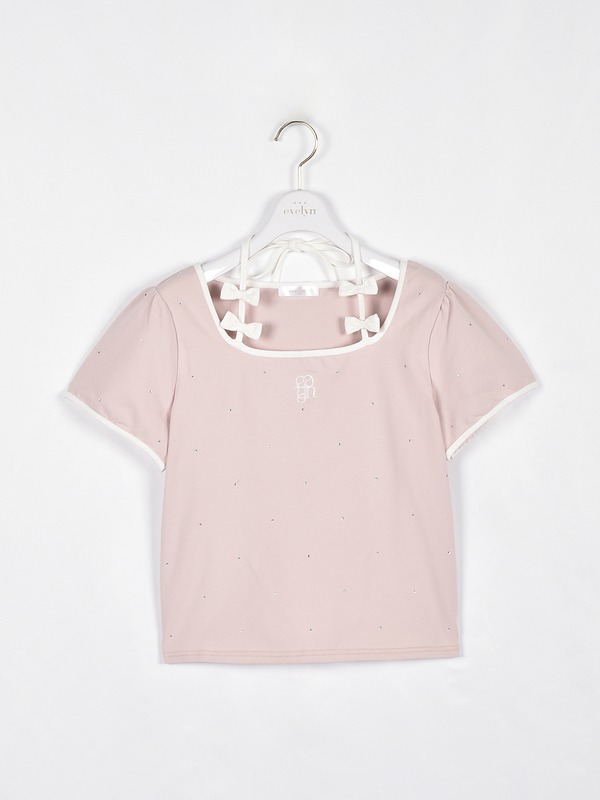 リボンストーンTシャツ 詳細画像 ピンク 1