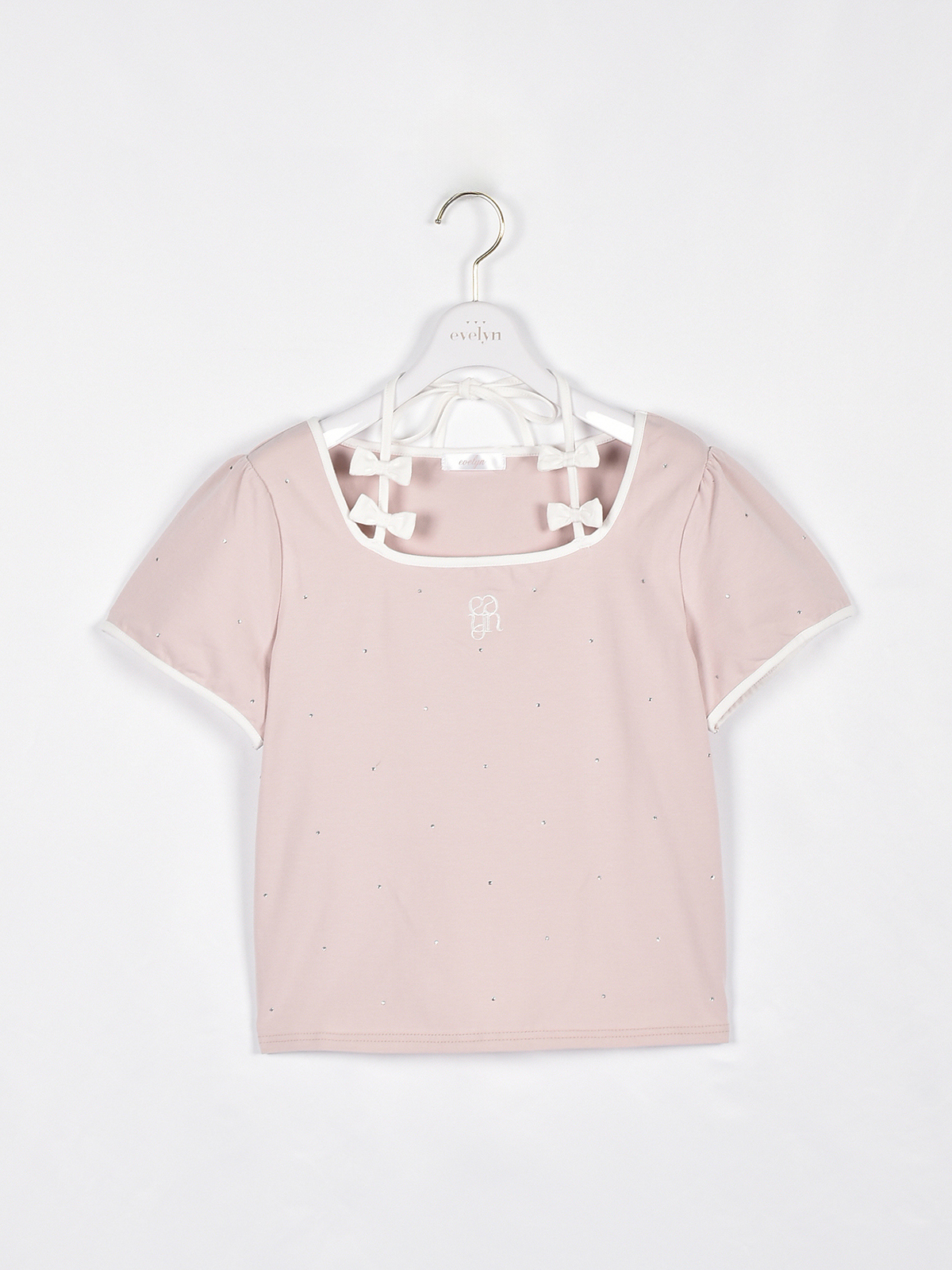 evelyn バイカラーリボンTシャツ　オフホワイトピンク バイカラーリボンTシャツ｜evelyn（エブリン）公式通販サイト