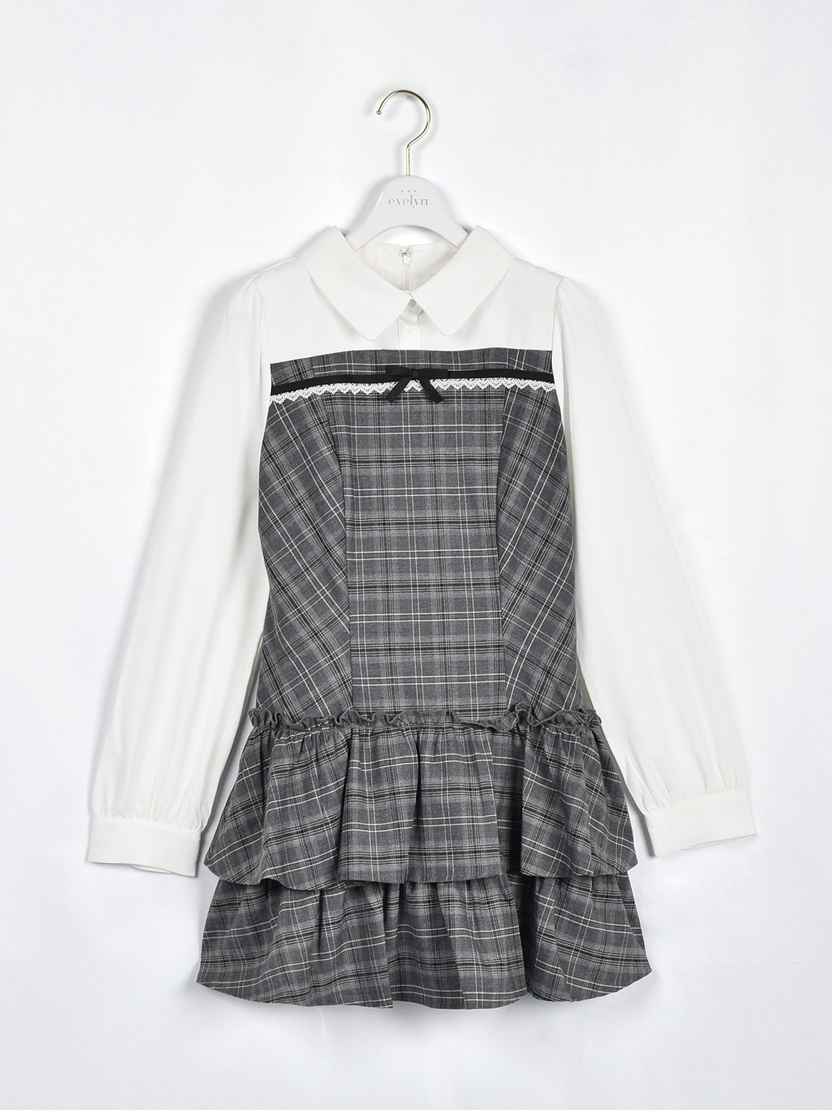 evelyn エブリン　レース付きティアードミニOP ブラック　黒 レース付きティアードミニワンピース｜evelyn（エブリン）公式