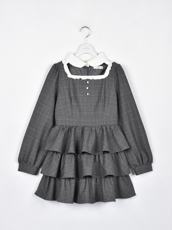 3段ティアードワンピース 詳細画像 チャコール 1