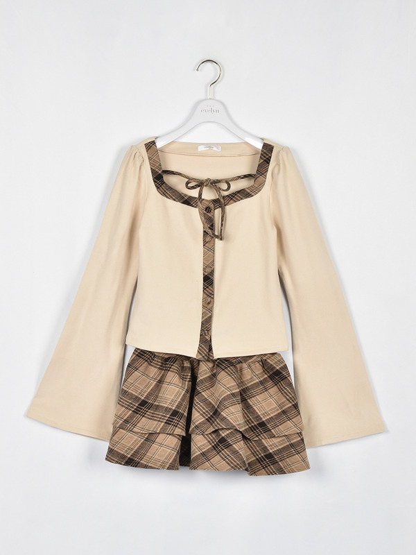 チェックカットセットアップ 詳細画像 ベージュ 1