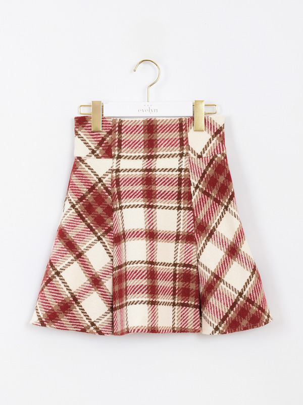 チェックボックスミニスカート 詳細画像 ワイン 1