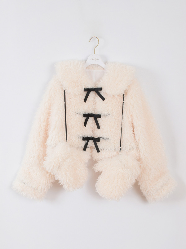 ミトン付きリボンファーコート｜evelyn（エブリン）公式通販サイト