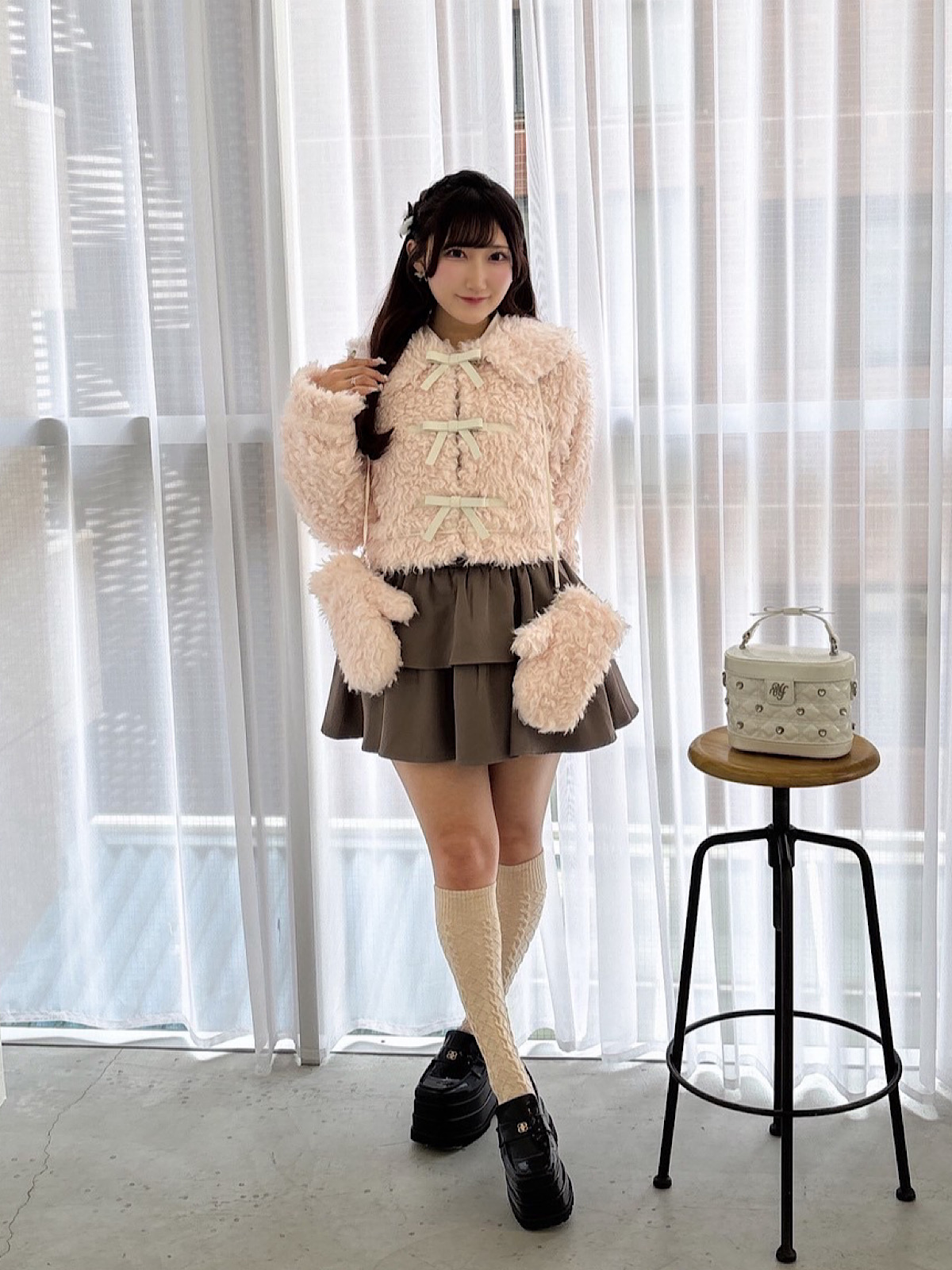 evelyn エブリン リボンファーショートダウン evelyn エブリン リボンファーショートダウン