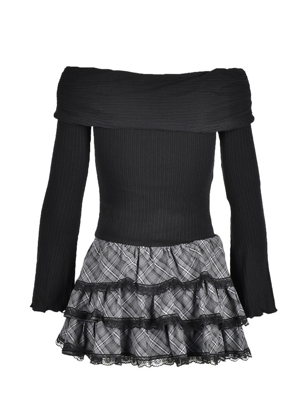 Rose Off Shoulder Docking Onepiece 詳細画像 ブラック 11