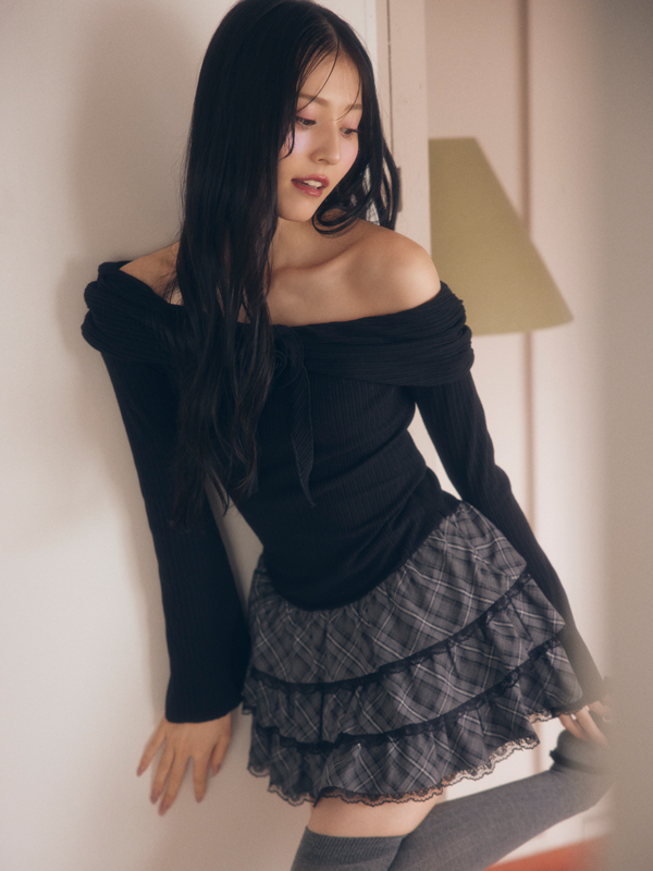 Rose Off Shoulder Docking Onepiece 詳細画像 ブラック 11