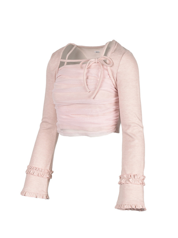 Bust Gather Tulle Tops 詳細画像 チャコール 11