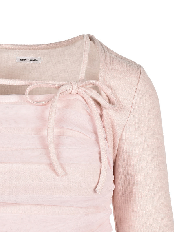 Bust Gather Tulle Tops 詳細画像 チャコール 11