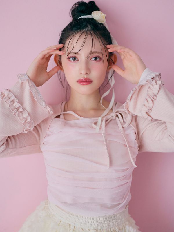 Bust Gather Tulle Tops 詳細画像 チャコール 11