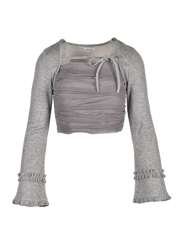 Bust Gather Tulle Tops 詳細画像 チャコール 1