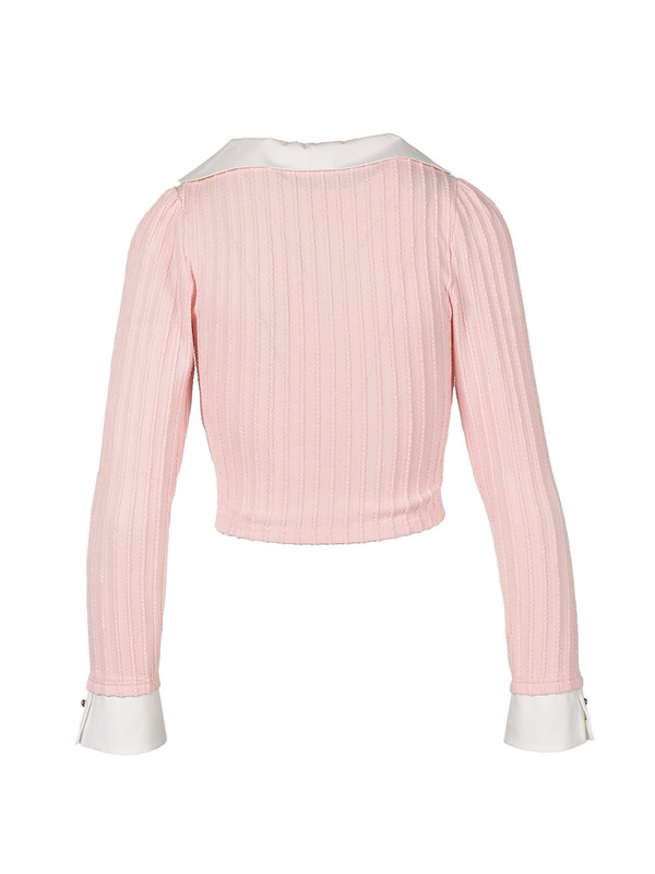 Collar Shirt Cardigan Tops 詳細画像 ブラック 11