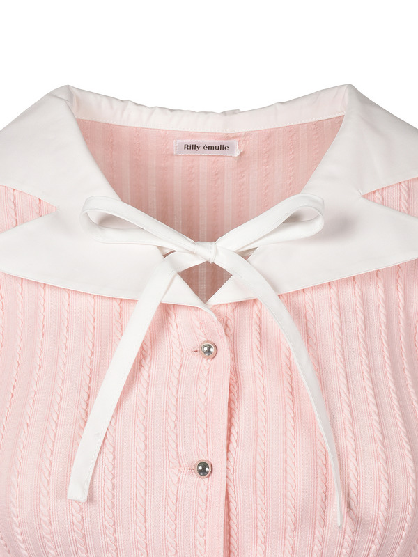 Collar Shirt Cardigan Tops 詳細画像 ブラック 11