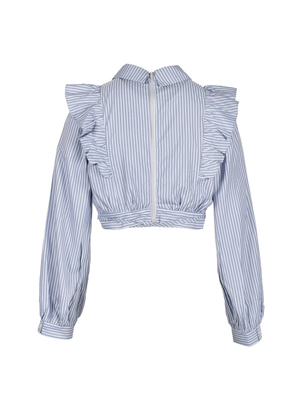 Ruffle Cropped Collar Blouse 詳細画像 オフホワイト 11