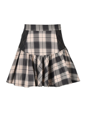 Check Gather Mini Skirt