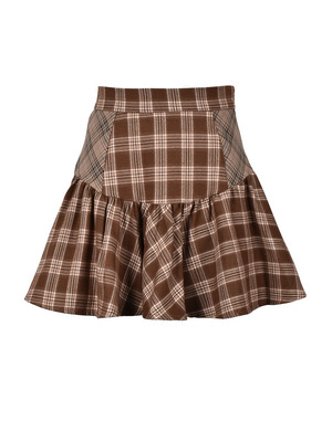 Check Gather Mini Skirt
