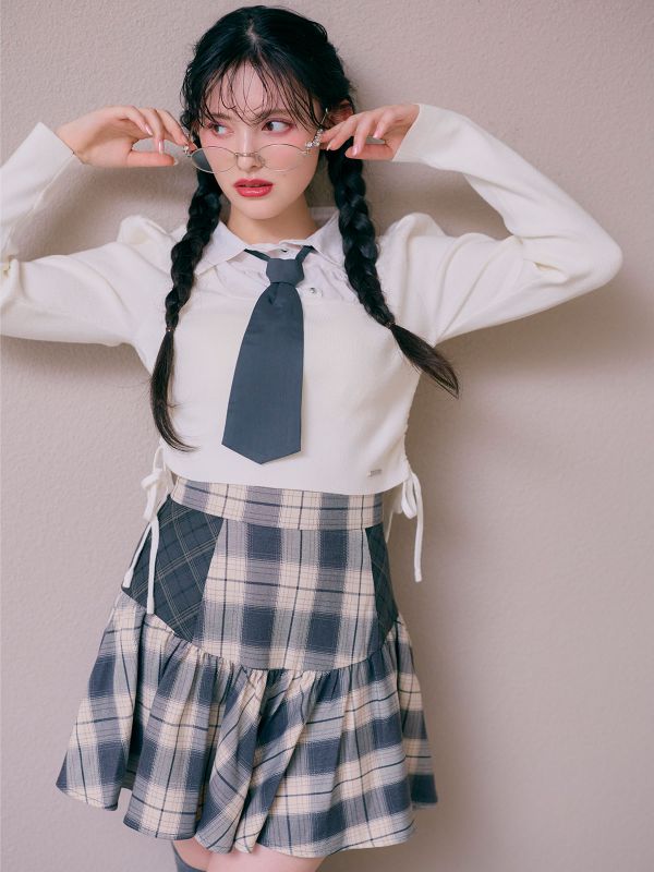 Check Gather Mini Skirt 詳細画像 ブラウンチェック 11