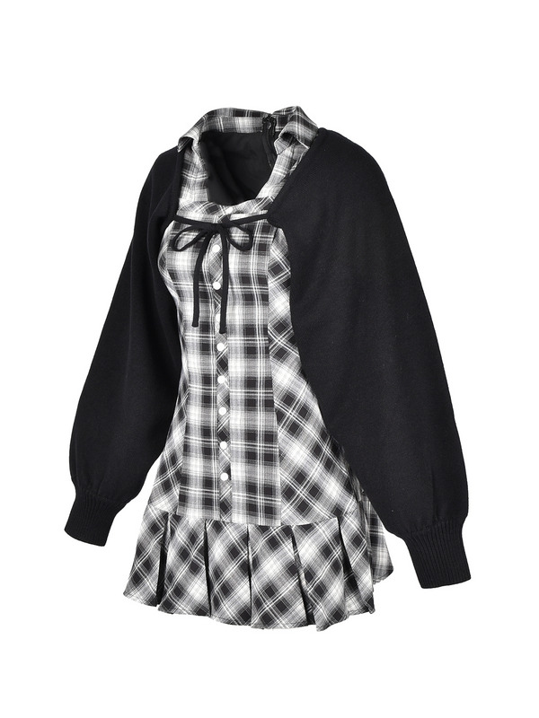 Check Pleat Onepiece Bolero 詳細画像 ブラック 11