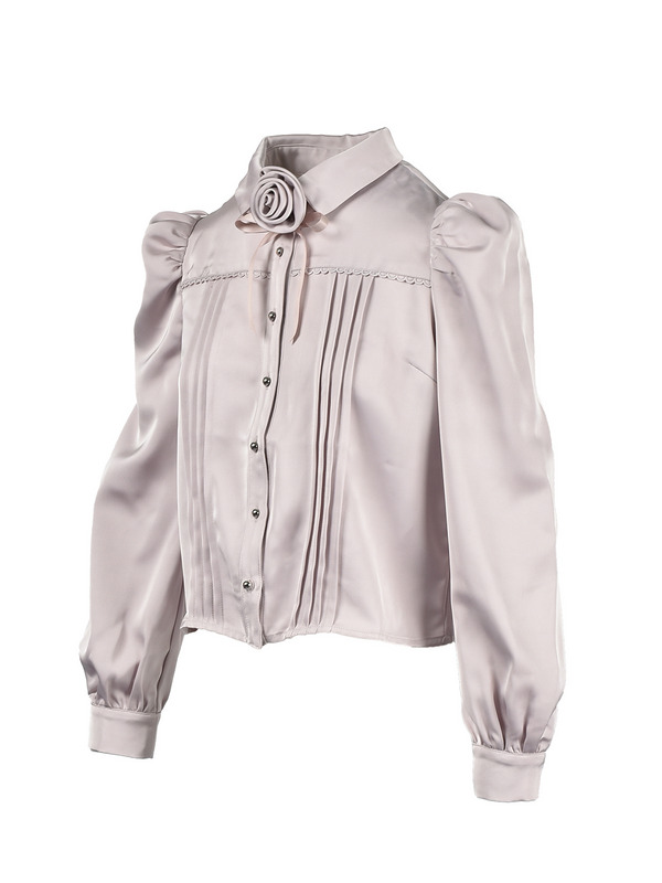 Rose Ribbon Collar Blouse 詳細画像 ブラック 11