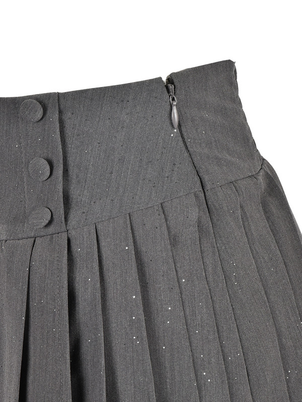 Sequin Double Pleats Skirt 詳細画像 ブラック 11