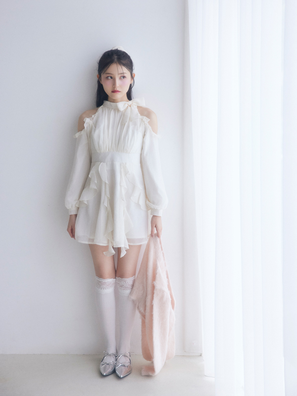 American Sleeve Frill Mini Onepiece 詳細画像 ブラック 11